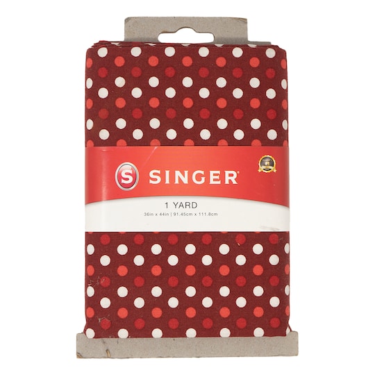 SINGER Red & White Polka Dots Print Cotton Fabric
